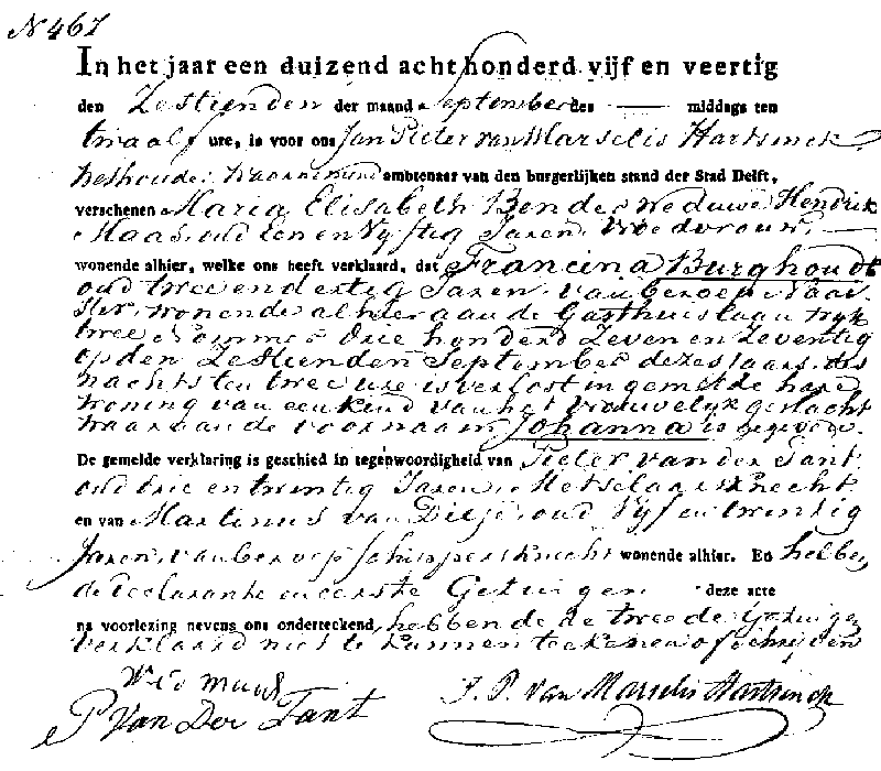 1845 geb reg 467 Johanna Burghout